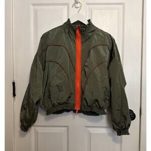 Free‎ People Movement Starting Lineup Windbreaker Jacket Size XS Green Crop
